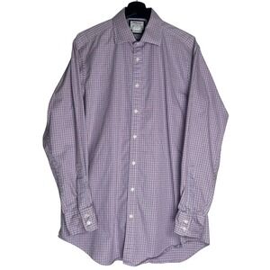 TM Lewin Mens 16.5 36 Luxury Regular Fit Cotton Tattersall Check Dress Shirt